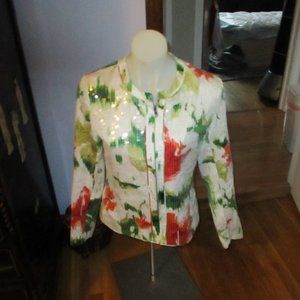 chico's sequent colorful jacket sz 0 zip front but act 6 -8